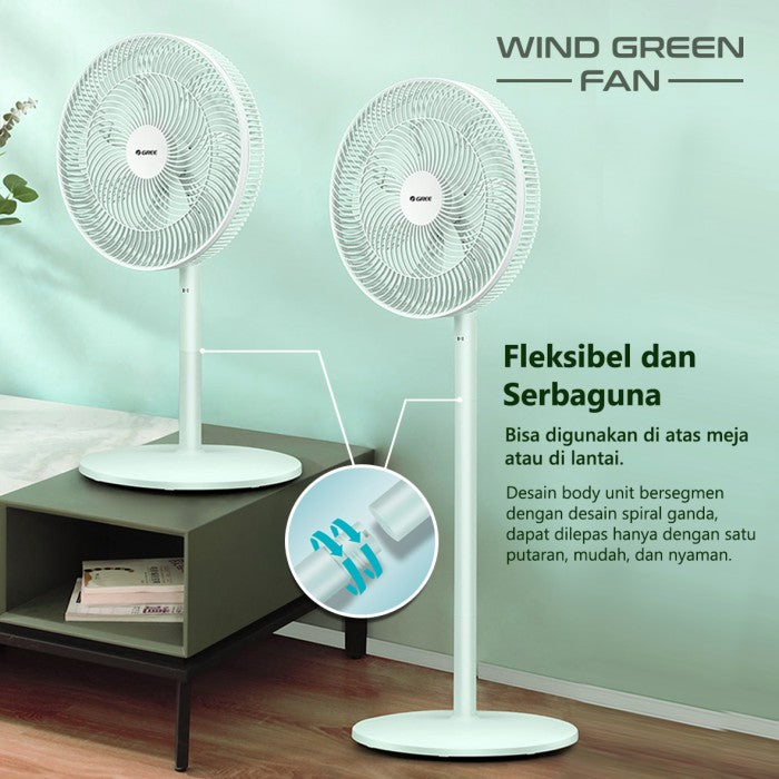 Gree Wind Green Fan Kipas Angin 2in1 Serbaguna Meja & Lantai | Hemat Listrik | Angin Kencang & Senyap