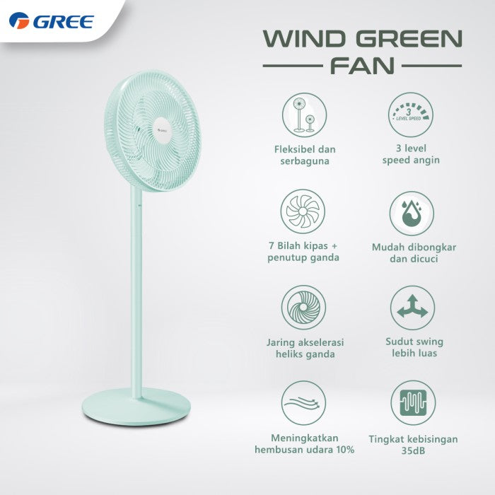 Gree Wind Green Fan Kipas Angin 2in1 Serbaguna Meja & Lantai | Hemat Listrik | Angin Kencang & Senyap