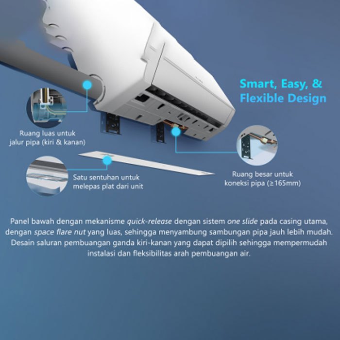 Flife Gree AC Split Standard FLOO Series AC proyek berkualitas, 0,5PK, 0,75PK,1PK, 1,5PK, 2PK