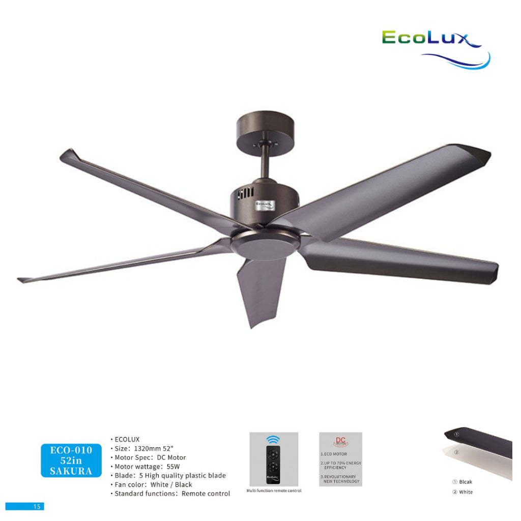 Ecolux 52IN Sakura Ceiling Fan | Kipas Plafon Elegan Angin Sejuk Hemat Listrik