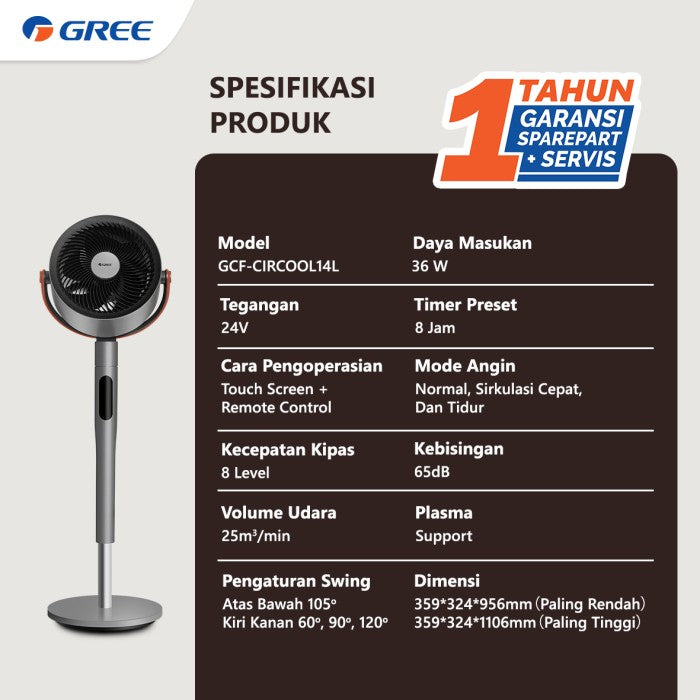 Luxury Air Circulation Fan dengan Teknologi Ion Plasma, Kipas Angin Mewah Gree GCF CIRCOOL14L