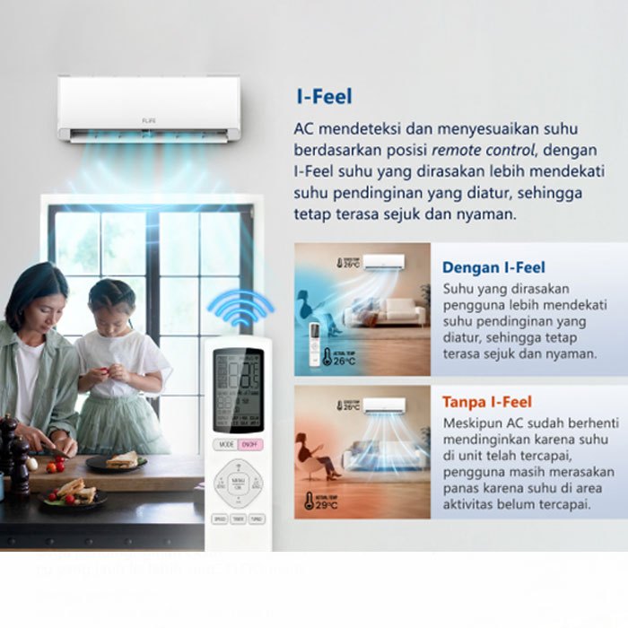 Flife Gree AC Split Standard FLOO Series AC proyek berkualitas, 0,5PK, 0,75PK,1PK, 1,5PK, 2PK