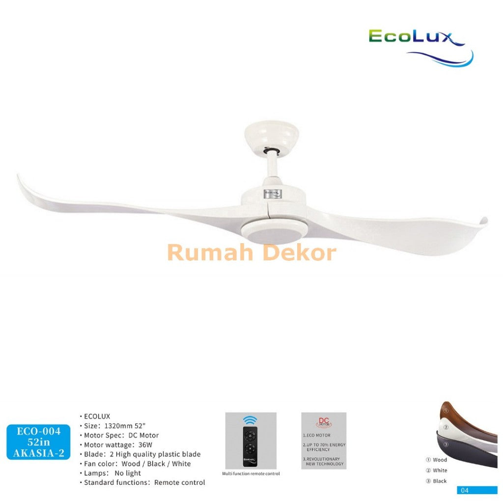 Kipas Angin Plafon Ecolux AKASIA 52 Inch – Ceiling Fan Gantung Elegan, Motor Kuat & Hemat Listrik