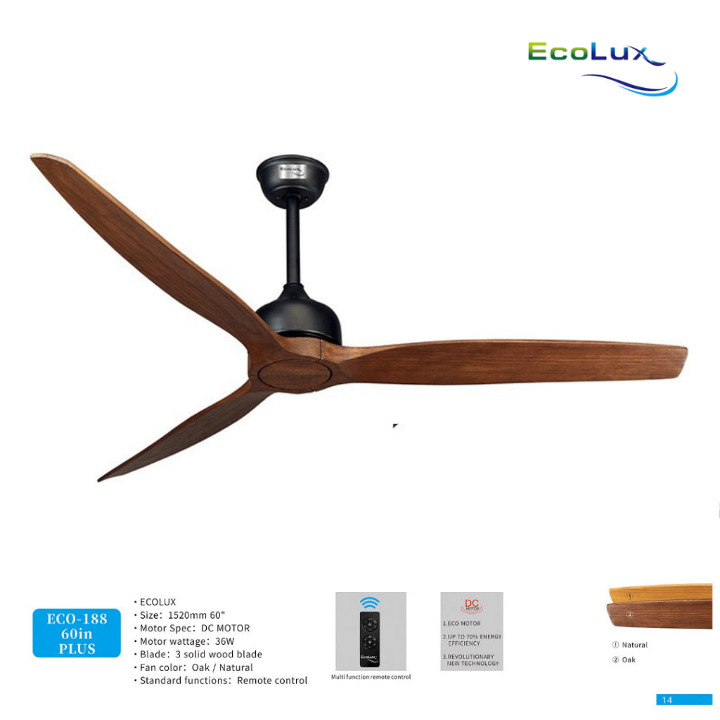 Ecolux 60IN PLUS Ceiling Fan | Kipas Angin Plafon 60 Inch Super Sejuk Hemat Listrik