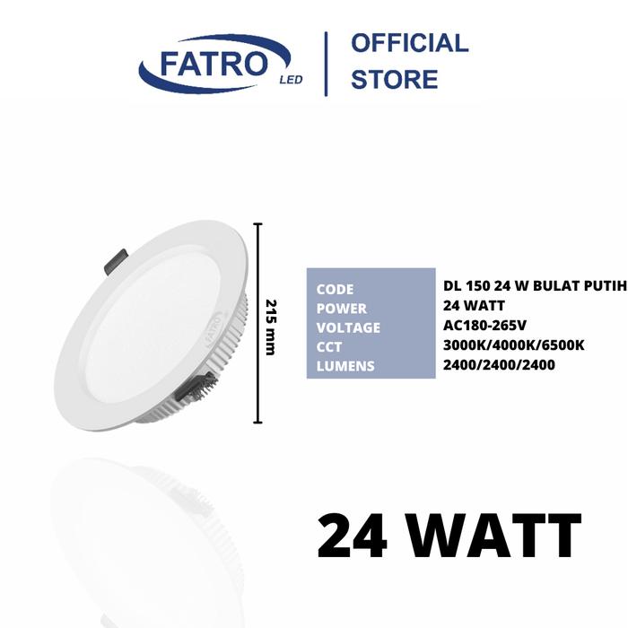 FATRO Downlight LED PANDA Inbow | 6W 9W 12W 18W 24W | Lampu Plafon Kotak & Bulat | Putih