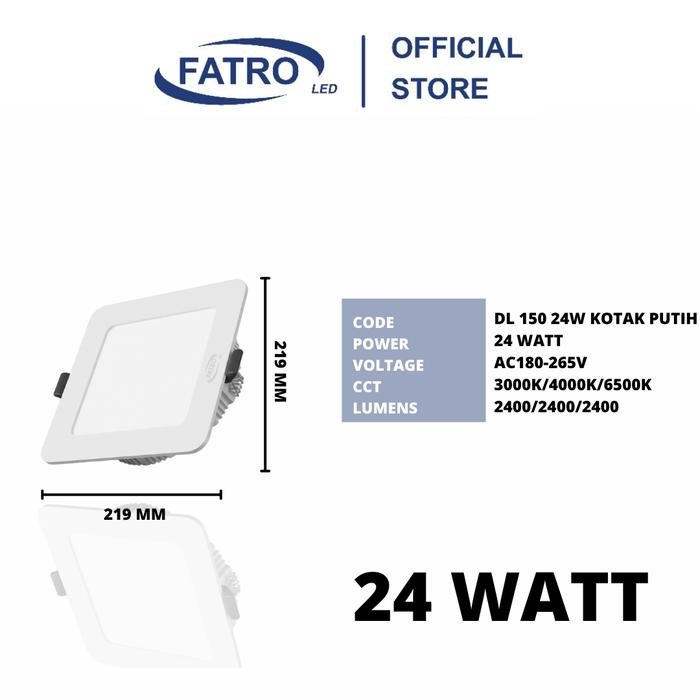 FATRO Downlight LED PANDA Inbow | 6W 9W 12W 18W 24W | Lampu Plafon Kotak & Bulat | Putih