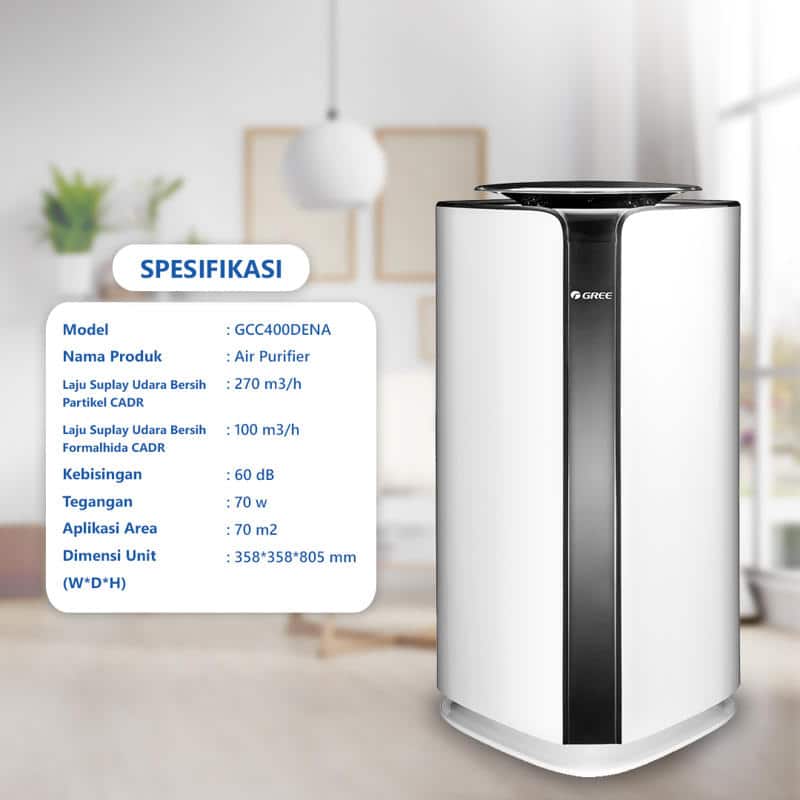 GREE Air Purifier GCC-400DENA, Pembasmi Kuman, Virus, Bakteri di udara