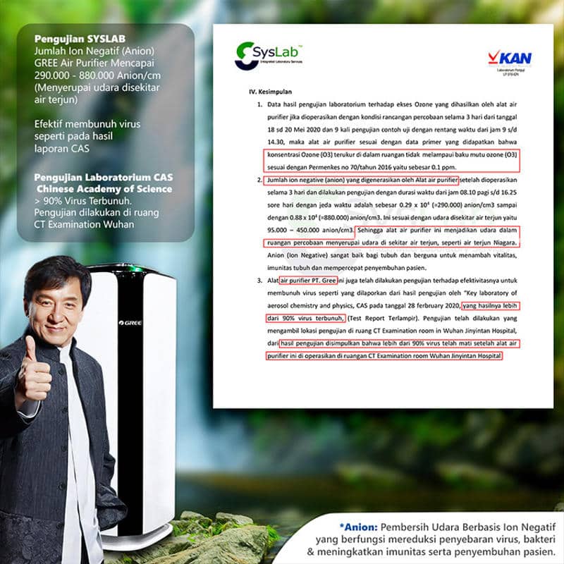 GREE Air Purifier GCC-400DENA, Pembasmi Kuman, Virus, Bakteri di udara