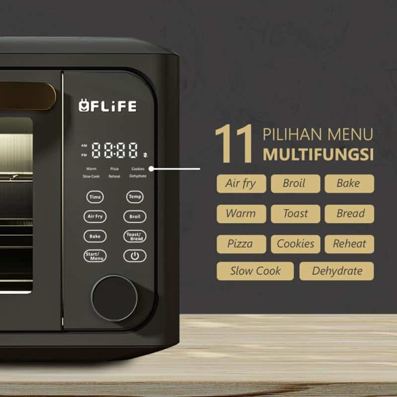 FLIFE OV24ED Digital Air Fryer Toaster Oven 24L - 8 in 1 Function