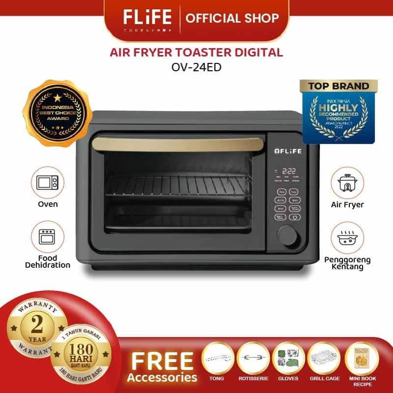 FLIFE OV24ED Digital Air Fryer Toaster Oven 24L - 8 in 1 Function