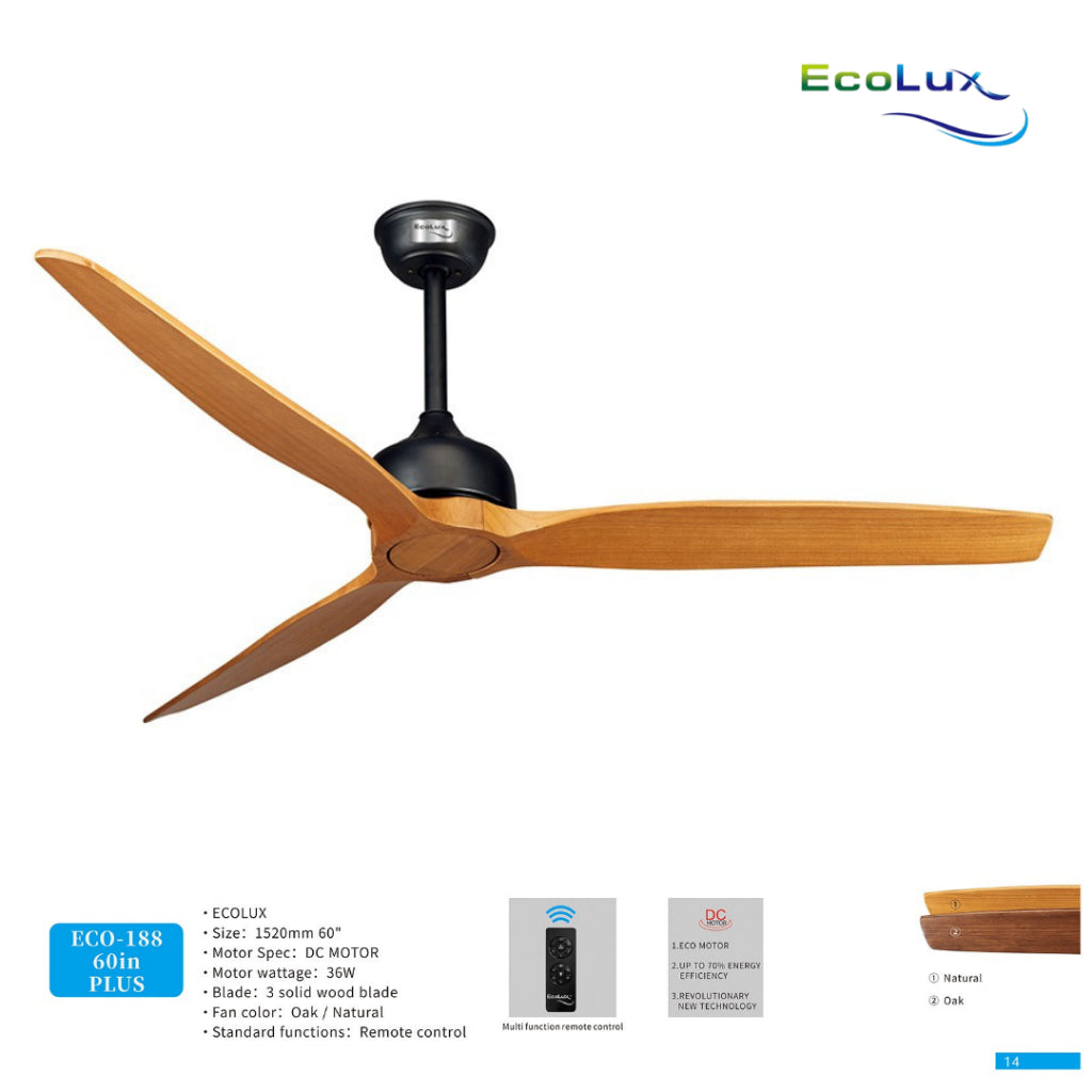 Ecolux 60IN PLUS Ceiling Fan | Kipas Angin Plafon 60 Inch Super Sejuk Hemat Listrik