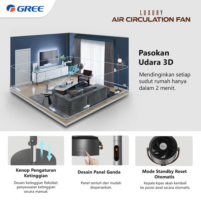 Luxury Air Circulation Fan dengan Teknologi Ion Plasma, Kipas Angin Mewah Gree GCF CIRCOOL14L