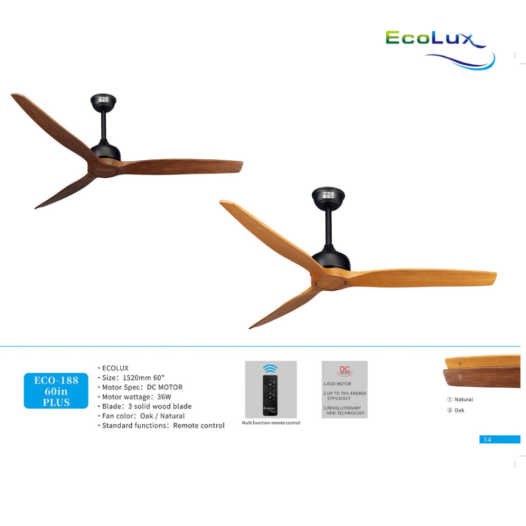 Ecolux 60IN PLUS Ceiling Fan | Kipas Angin Plafon 60 Inch Super Sejuk Hemat Listrik
