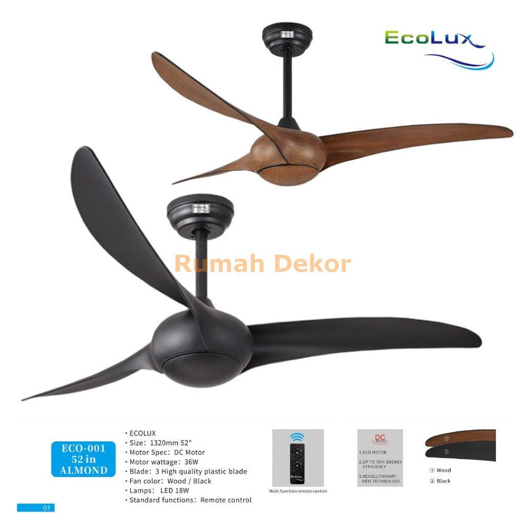 Kipas Angin Plafon Ecolux 56 Inch SAGA – Kipas Gantung Hemat Listrik, Motor Halus & Angin Kencang